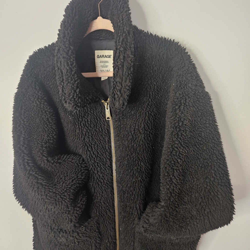 Black Fuzzy Zip-Up Jacket